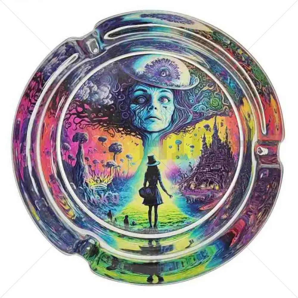 Ashtray Round Glass 10cm | Psychedelic Series | Design 2 | Wonderland 2